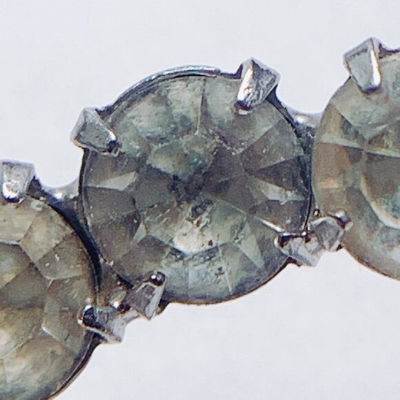 VTG Mid Century Brooch Lot of 3 Silver Tone Rhinestone Circle Heart Botanical - Picture 10 of 13